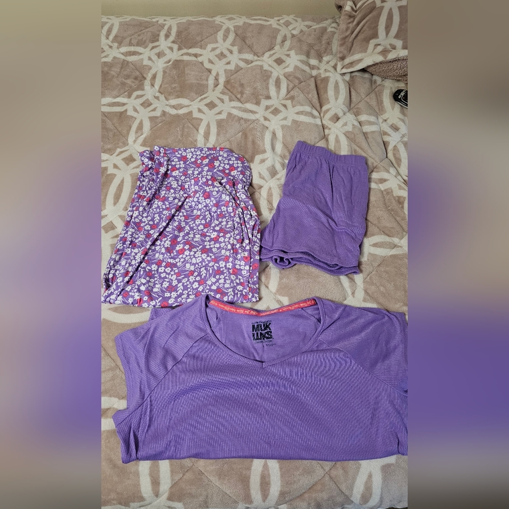 Lot of 4 pajama sets capri and shorts Muk Luks Cuddl Duds Large - Picture 5 of 16